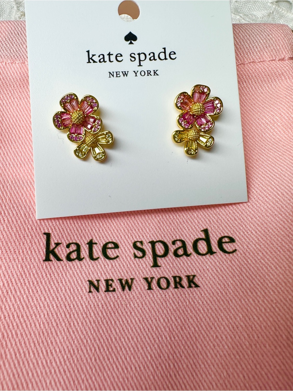 kate spade Pink and Gold Flower Stud Earrings
